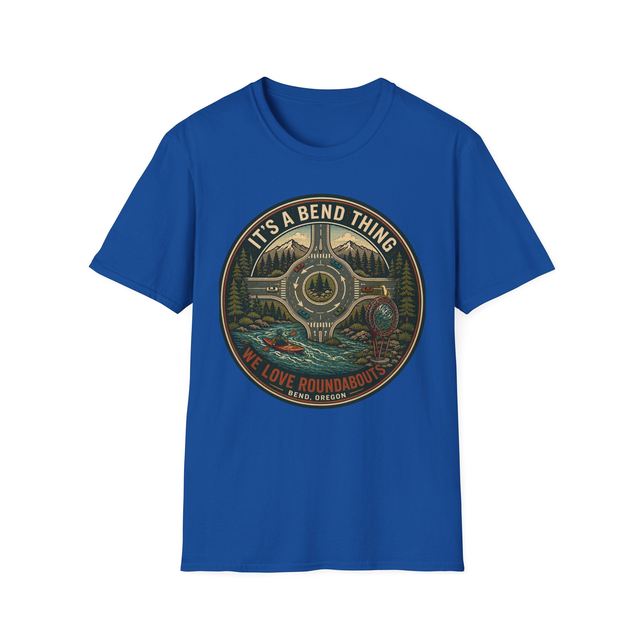 Roundabout Road Trip T‑Shirt — "It's a Bend Thing" Scenic Driving Graphic