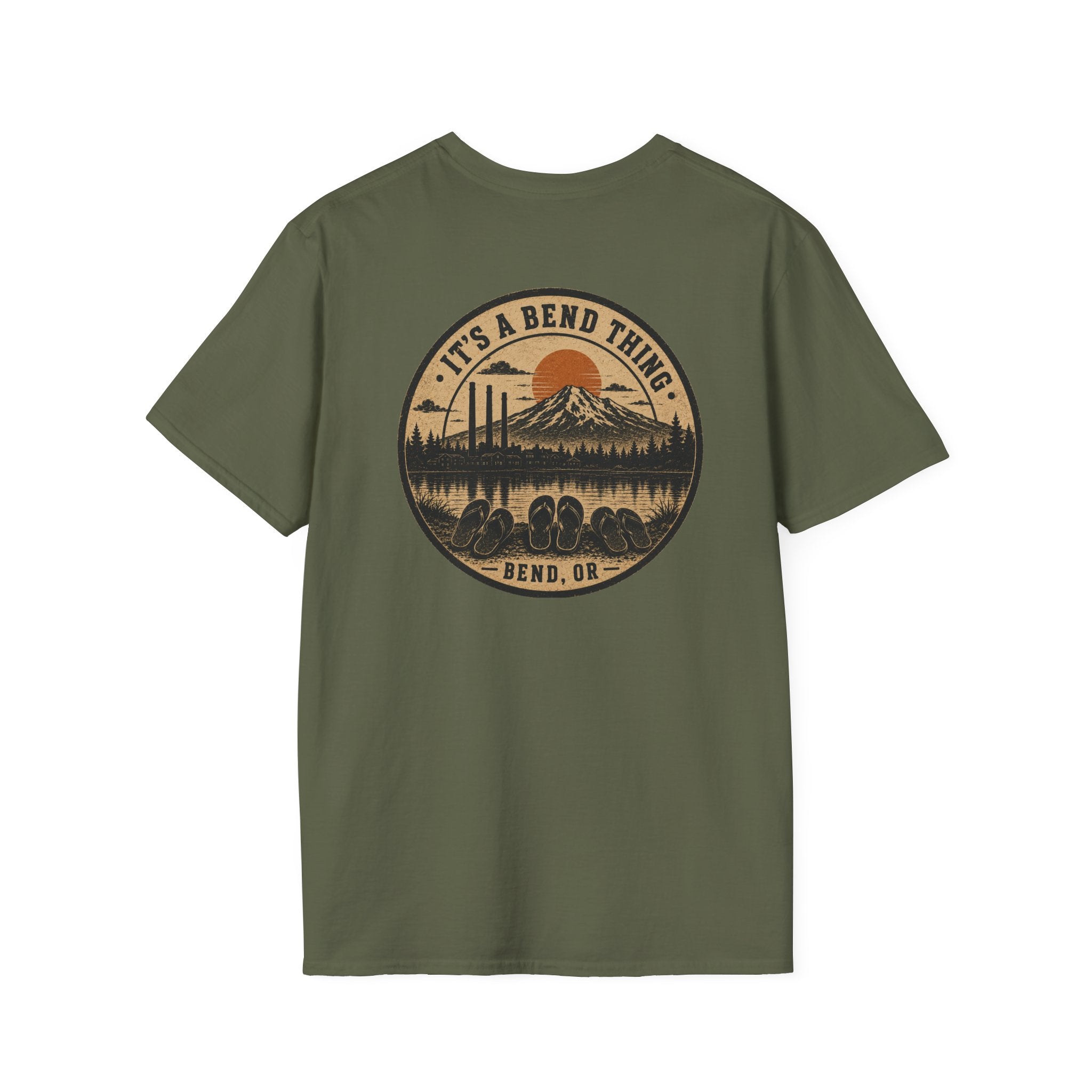 It's a Bend Thing Flip Flops — Bend OR Retro Sunset Mountain Tee