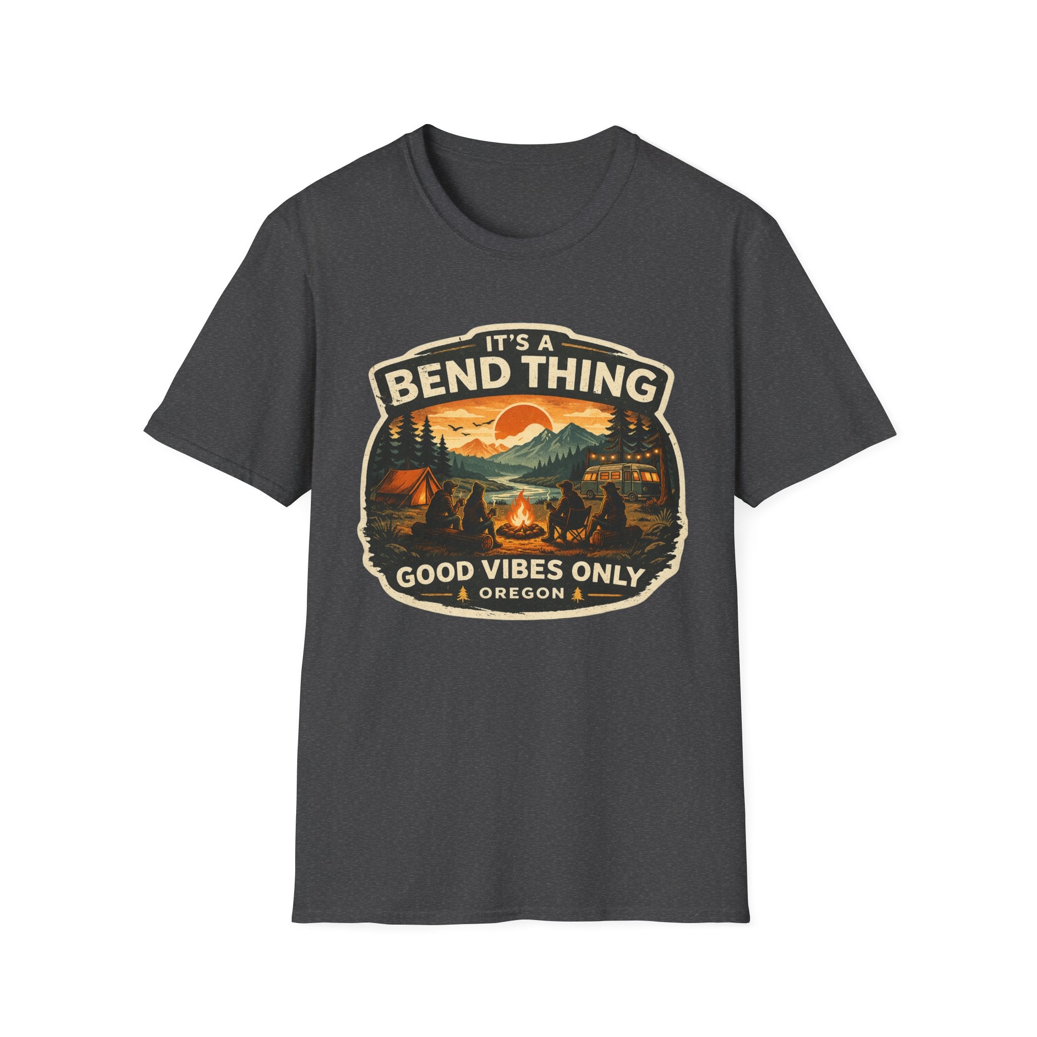 Oregon Camping T-Shirt — "It’s a Bend Thing, Good Vibes Only" Vintage Outdoors Tee