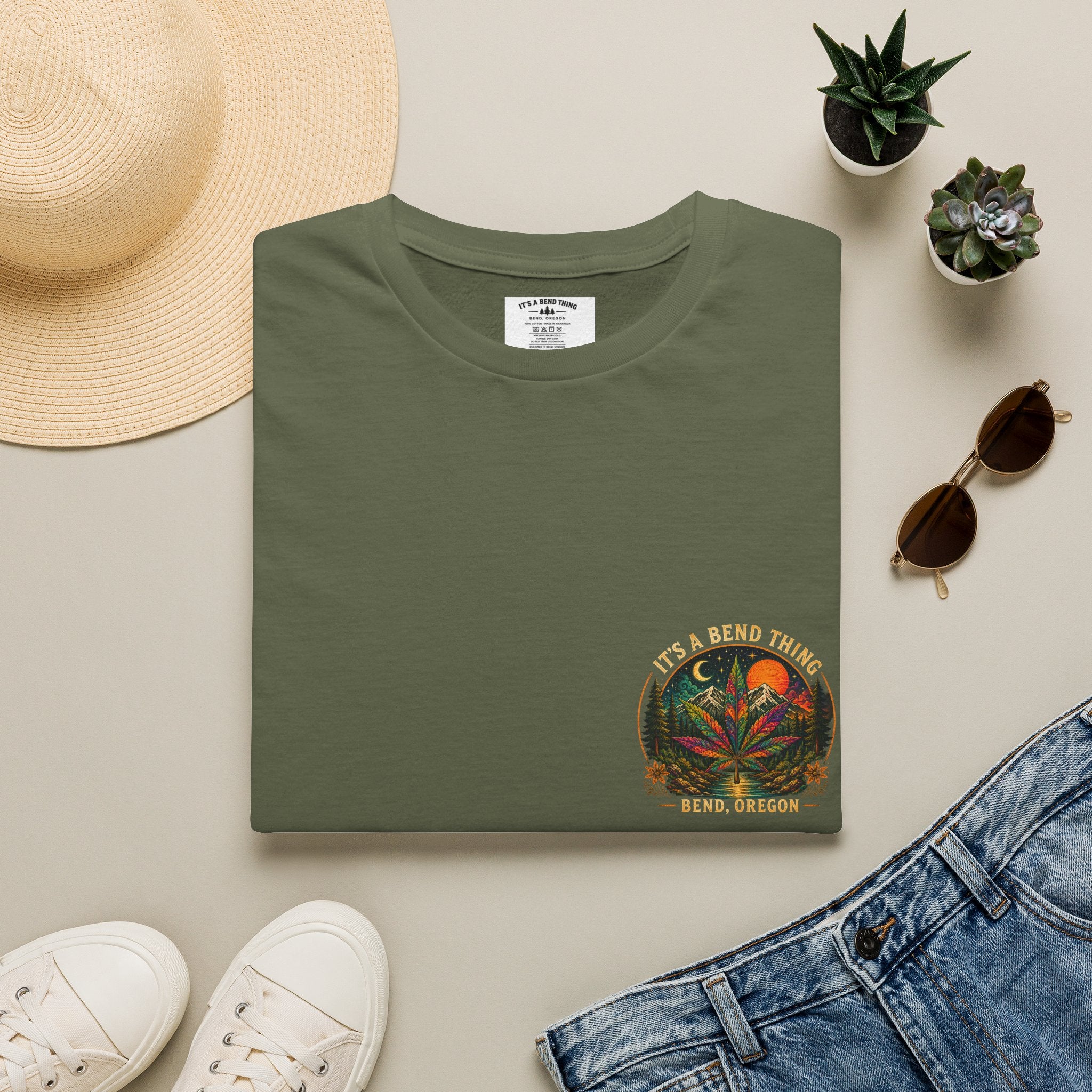 Vintage Sunset Cannabis Pocket T-Shirt