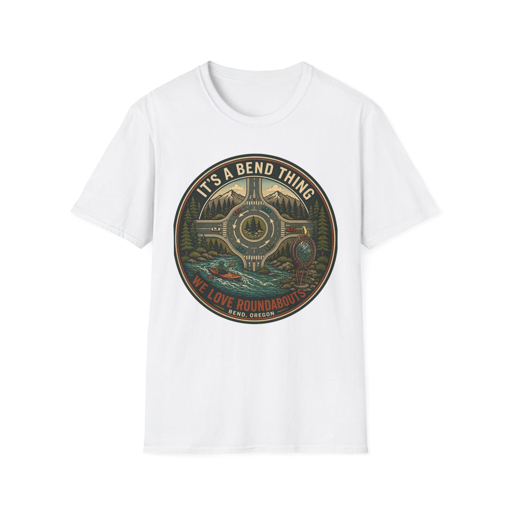 Roundabout Road Trip T‑Shirt — "It's a Bend Thing" Scenic Driving Graphic