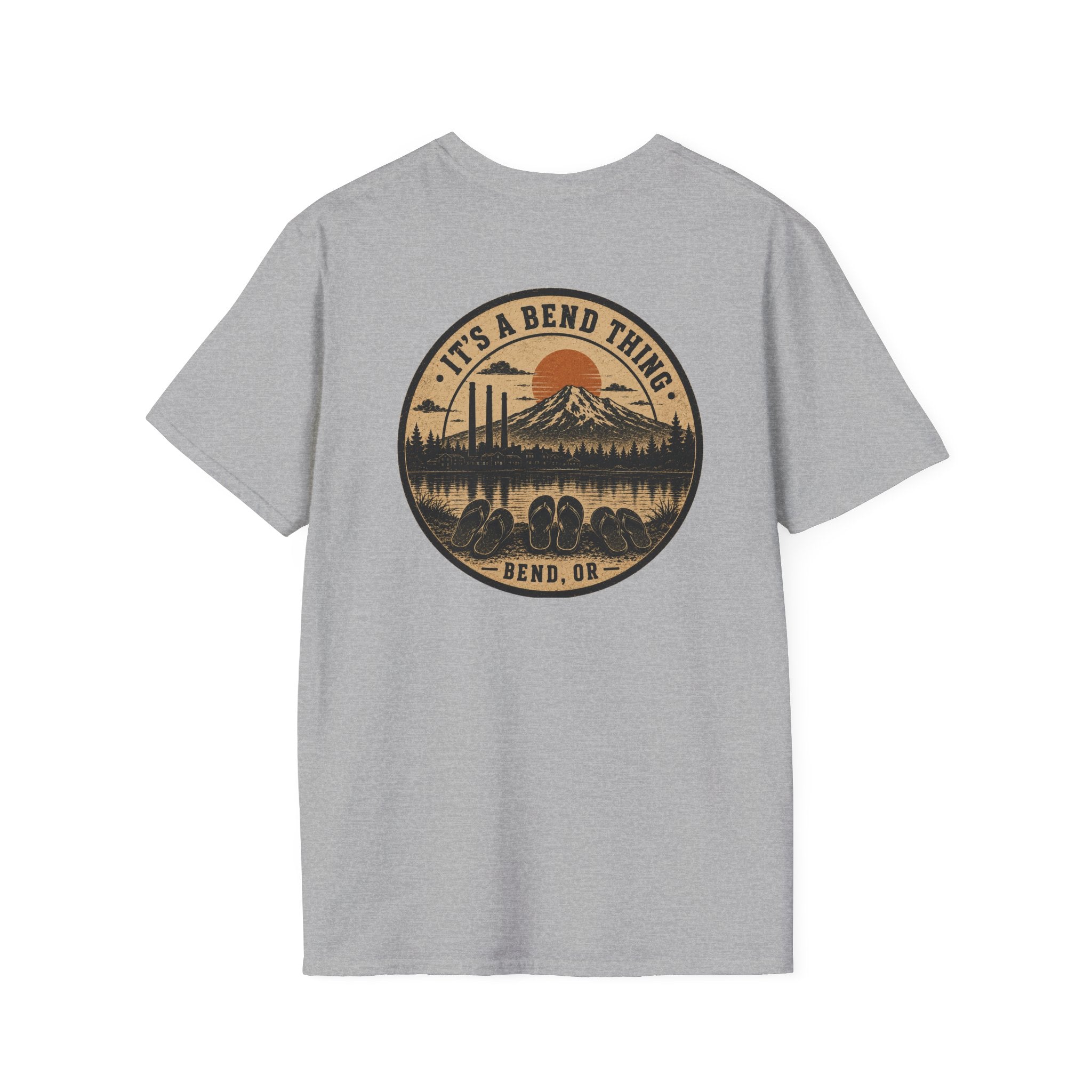 It's a Bend Thing Flip Flops — Bend OR Retro Sunset Mountain Tee