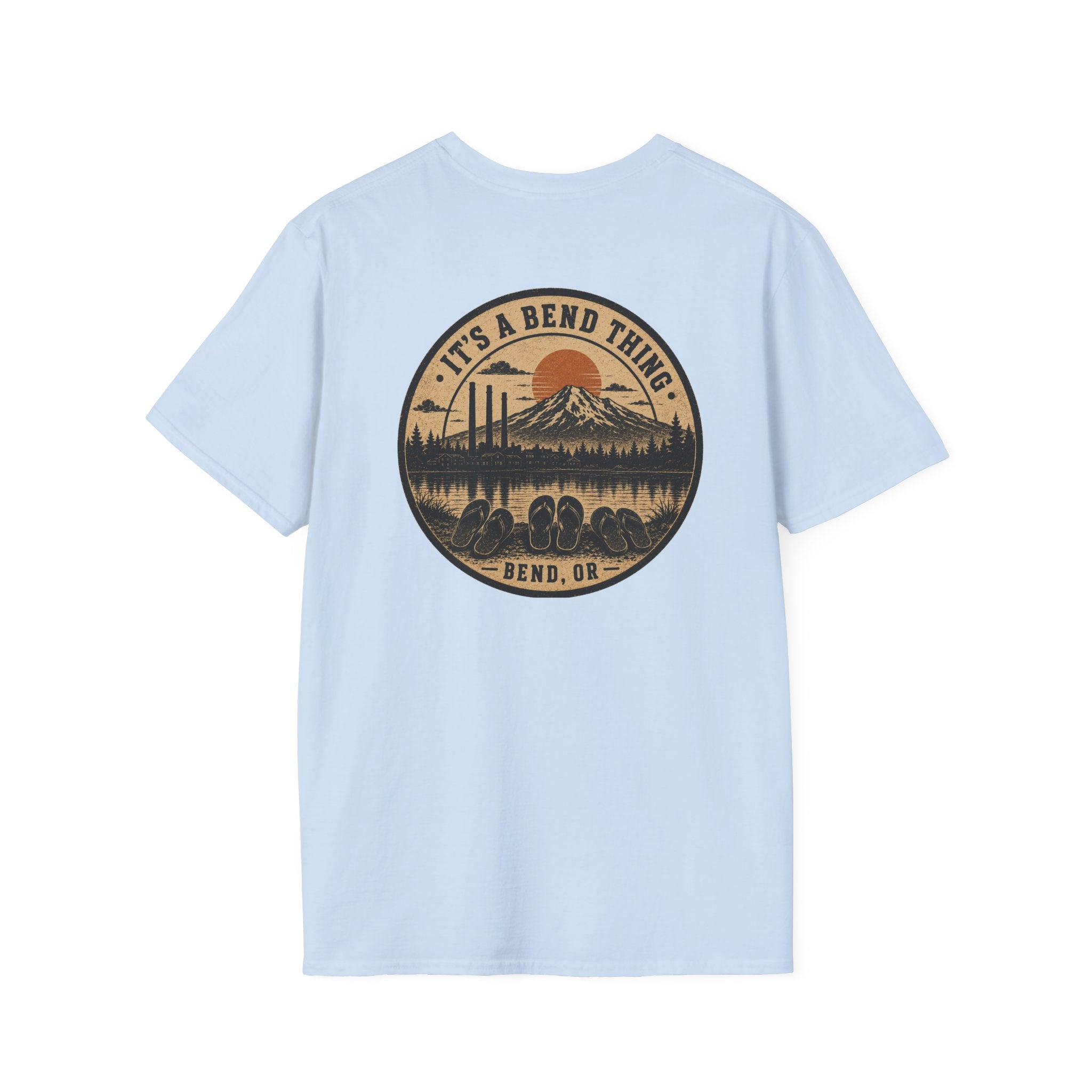It's a Bend Thing Flip Flops — Bend OR Retro Sunset Mountain Tee