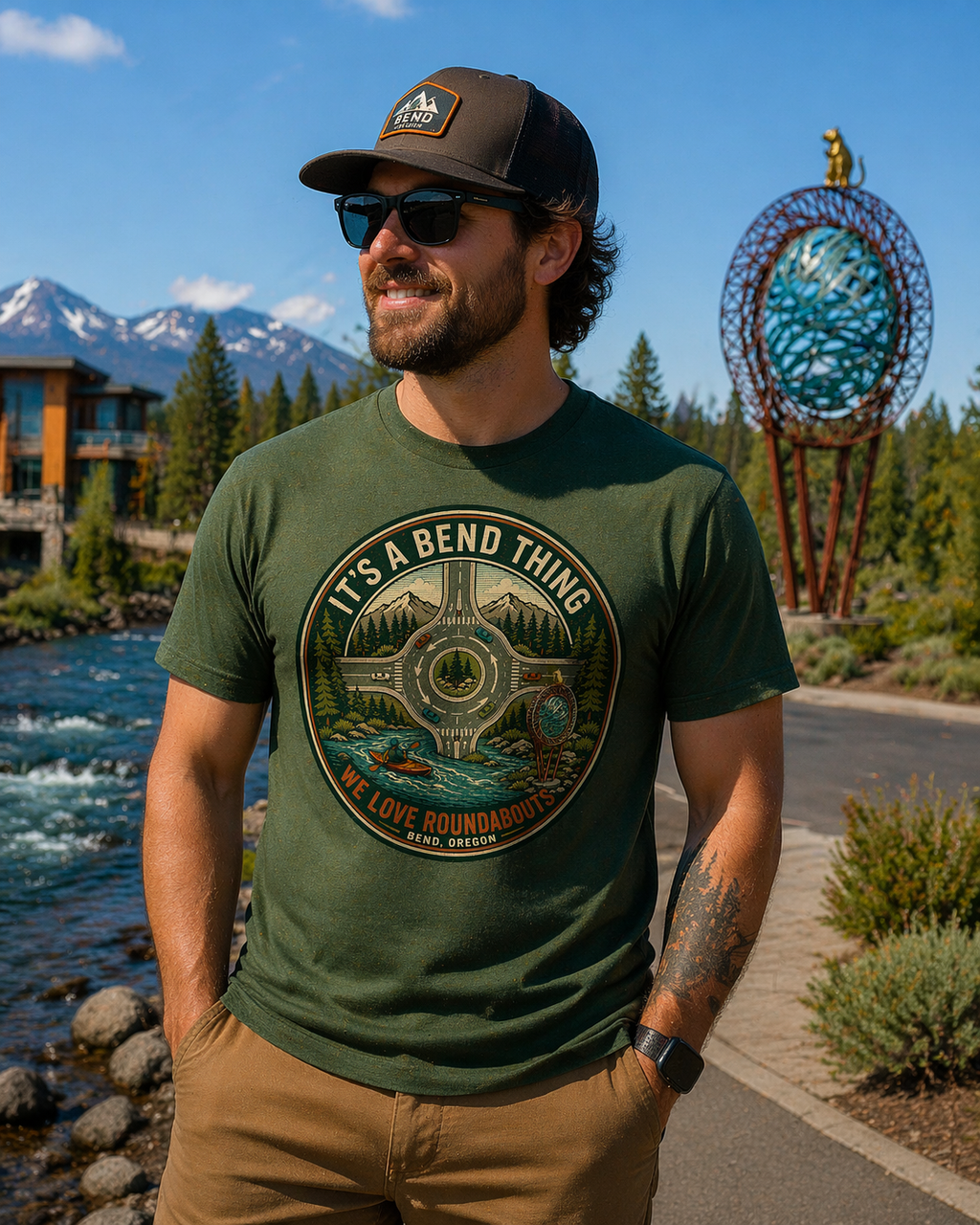 Roundabout Road Trip T‑Shirt — "It's a Bend Thing" Scenic Driving Graphic