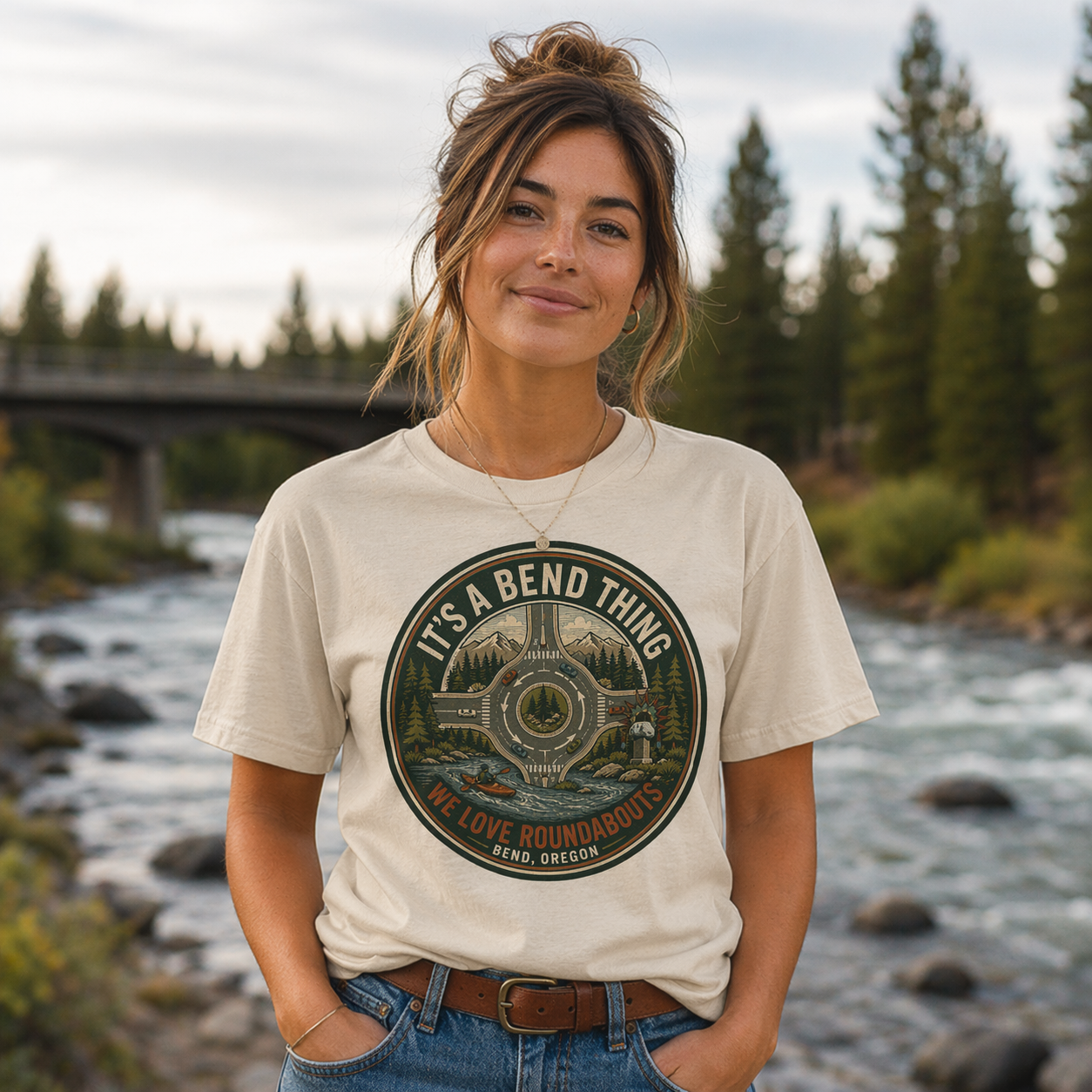 It's a Bend Thing: We Love Roundabouts Totem Style — Bend, Oregon Unisex Softstyle Tee
