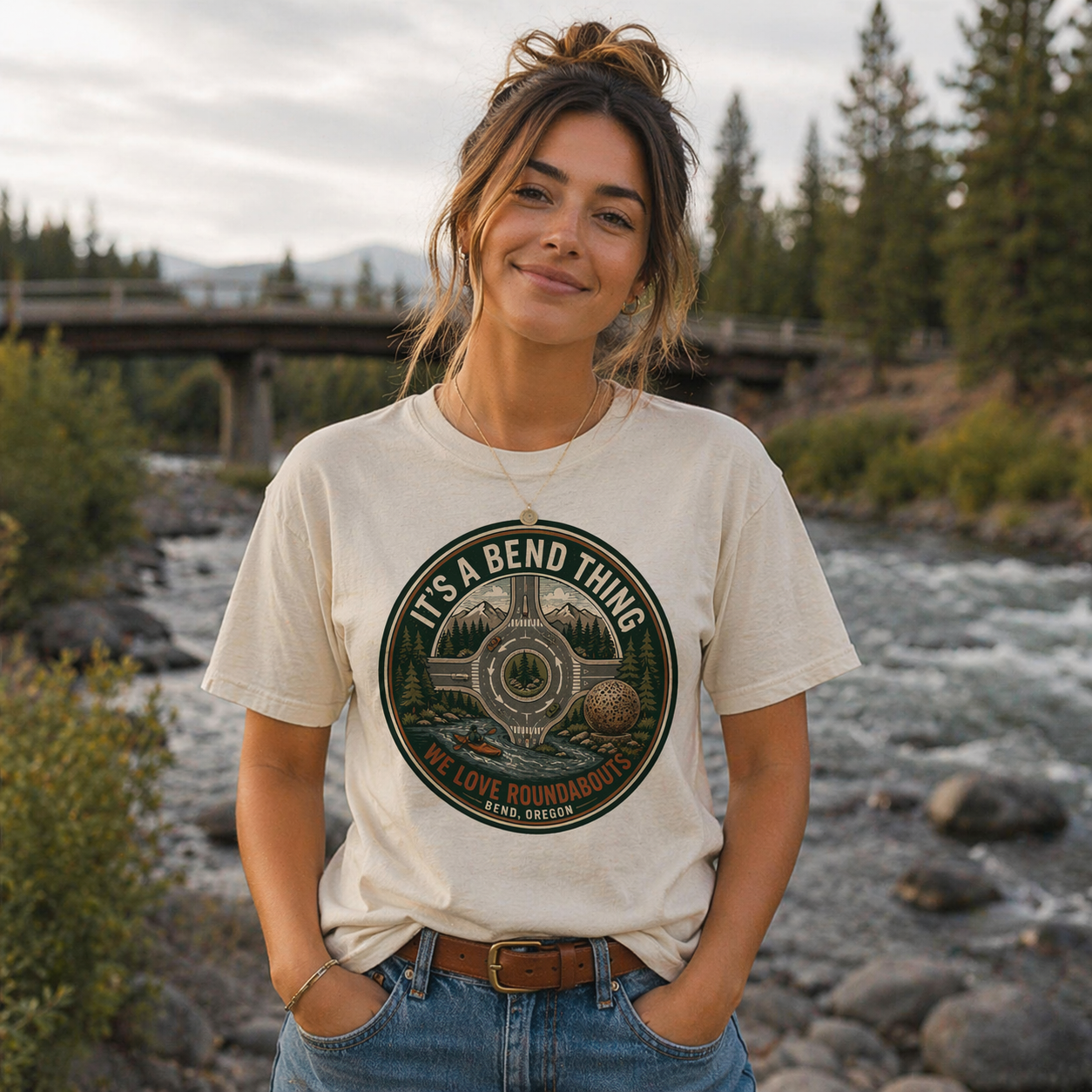The Orb Roundabout — "It's a Bend Thing" Bend, Oregon Retro Graphic Tee