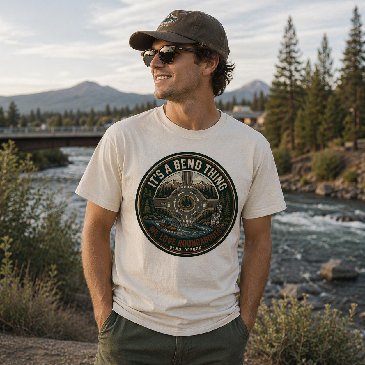 Earth Song — "It's a Bend Thing" Bend, Oregon Roundabout Retro Graphic Tee