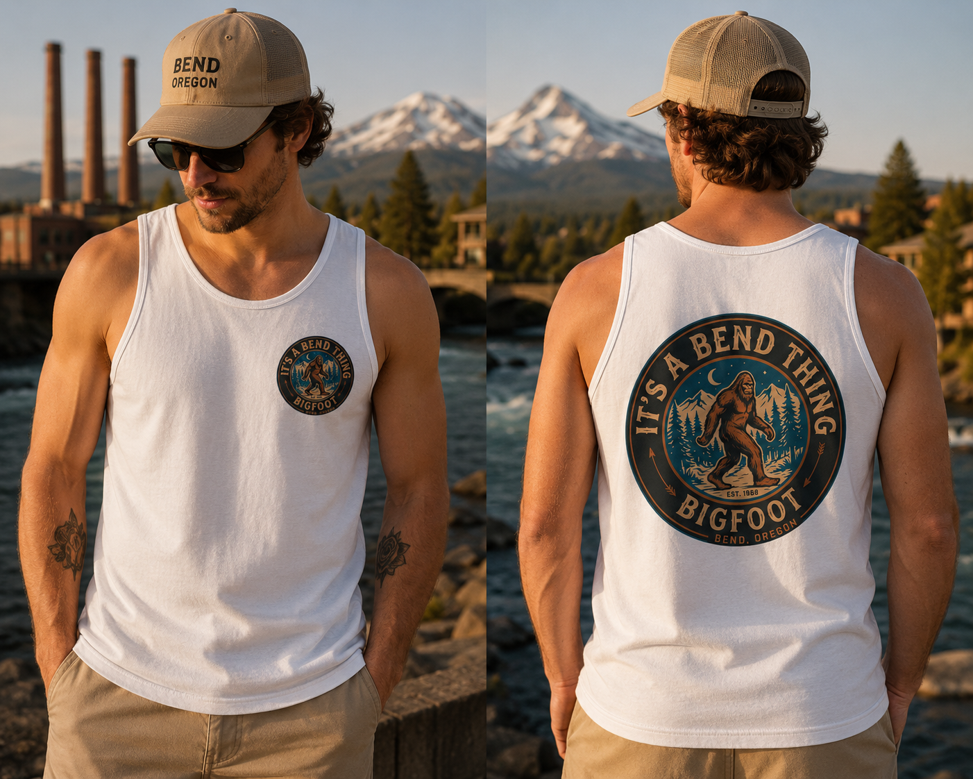 Bigfoot Tank Top — "It's a Bend Thing" Vintage Sasquatch Graphic Tank