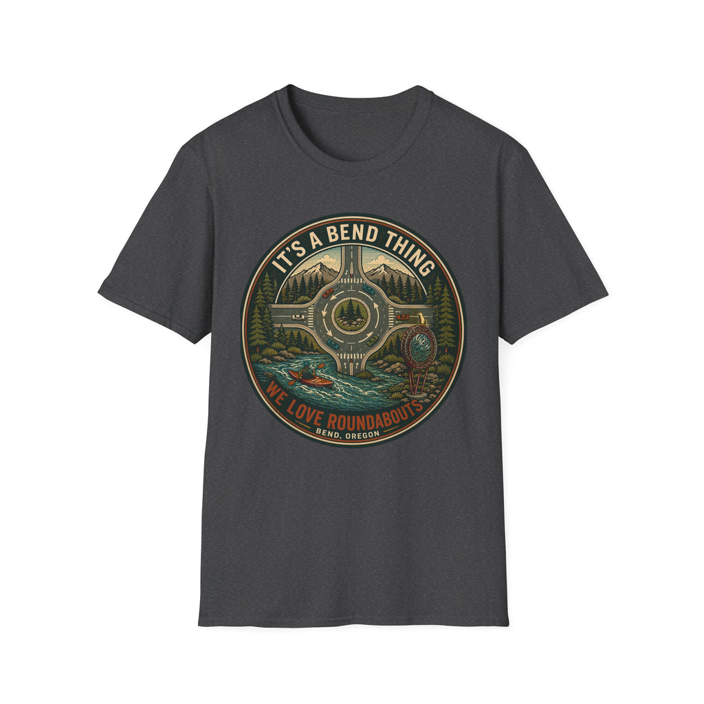 Roundabout Road Trip T‑Shirt — "It's a Bend Thing" Scenic Driving Graphic