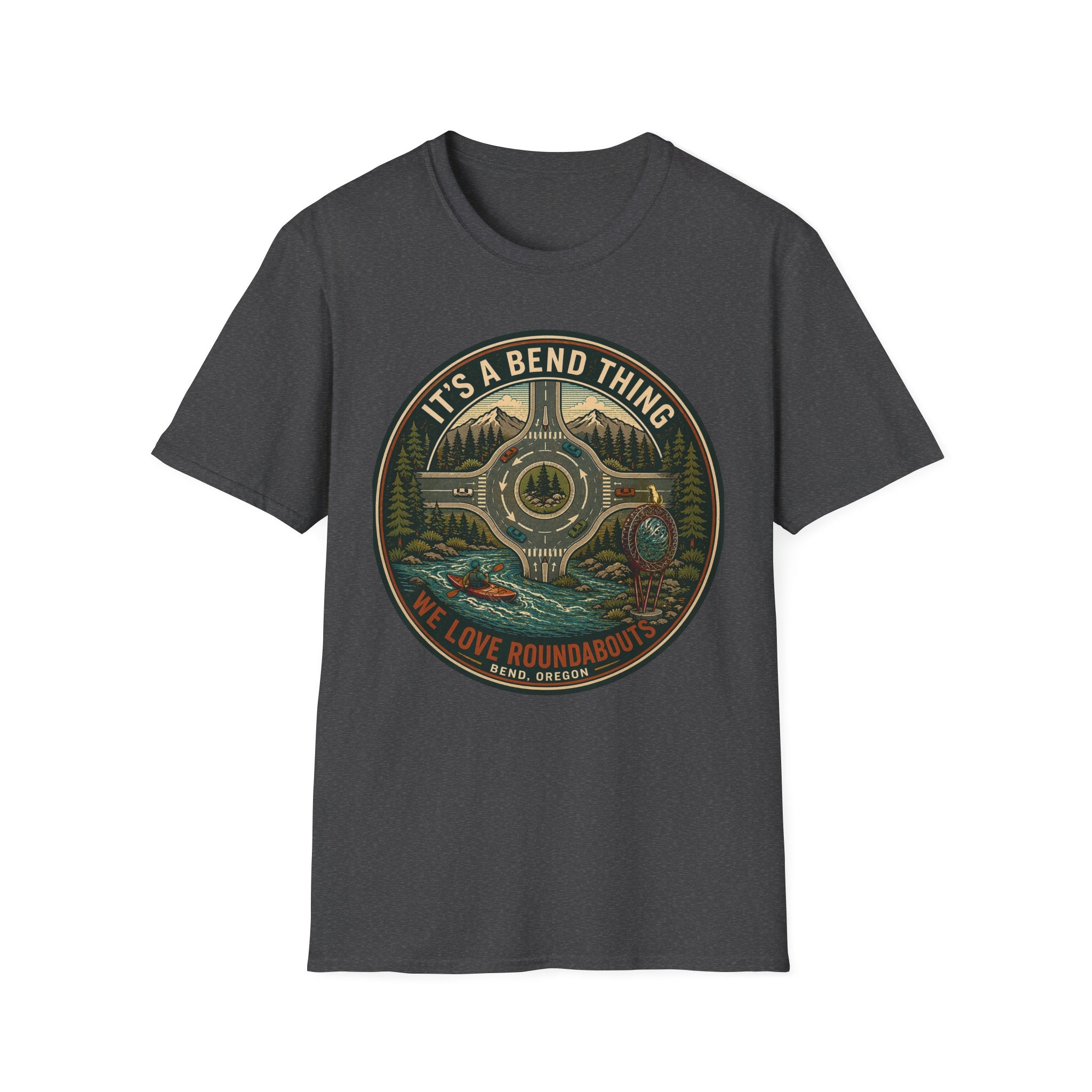 Roundabout Road Trip T‑Shirt — "It's a Bend Thing" Scenic Driving Graphic