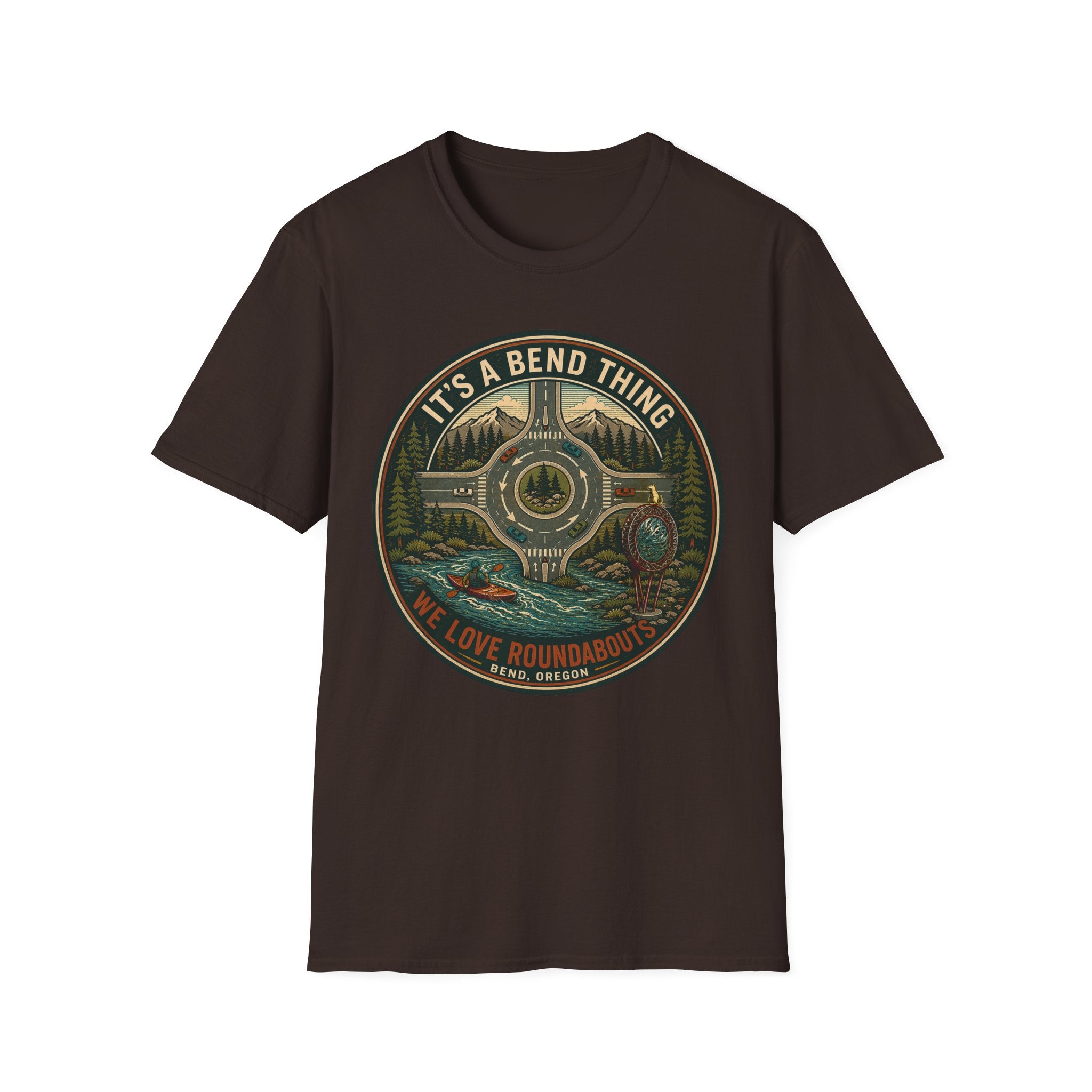 Roundabout Road Trip T‑Shirt — "It's a Bend Thing" Scenic Driving Graphic