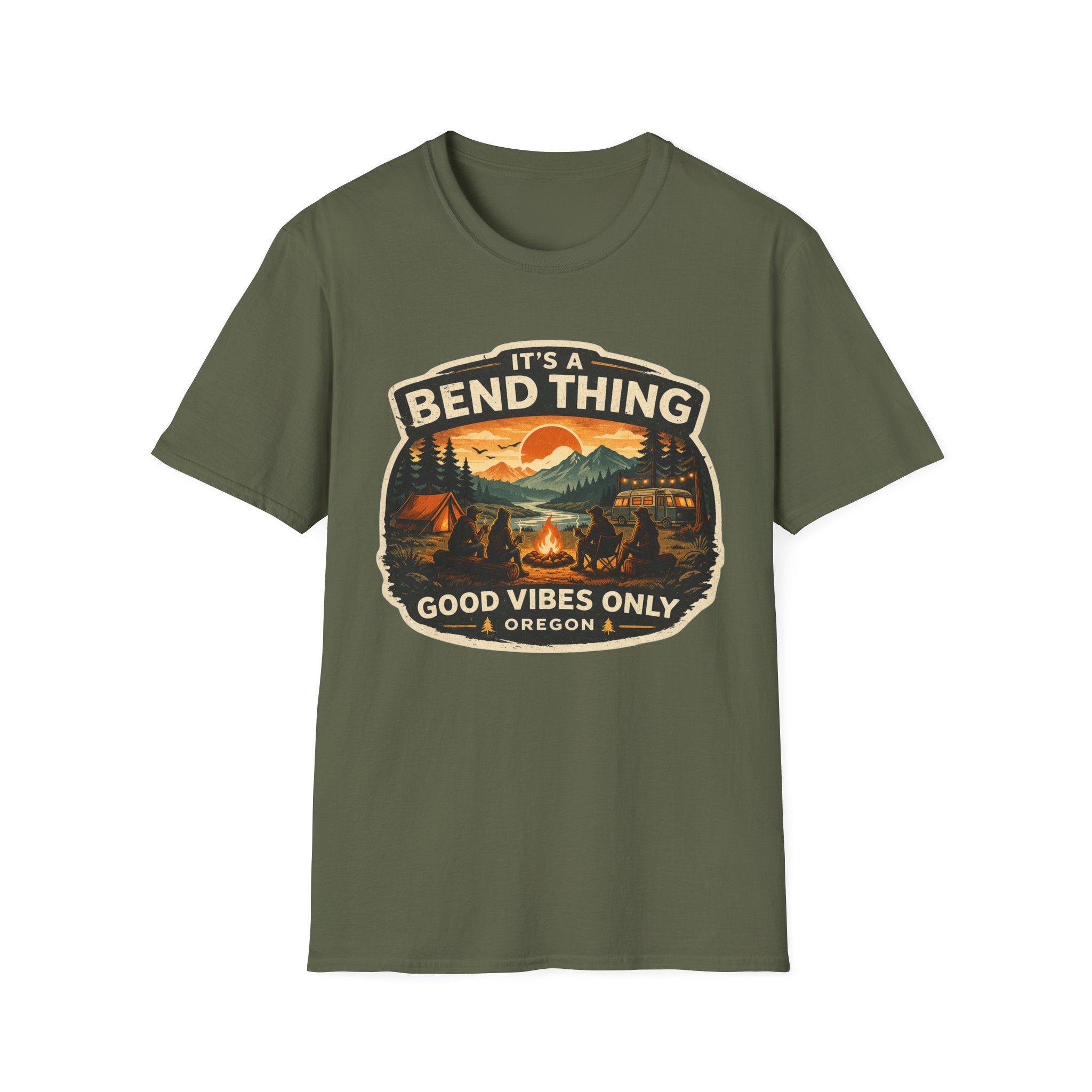 Oregon Camping T-Shirt — "It’s a Bend Thing, Good Vibes Only" Vintage Outdoors Tee