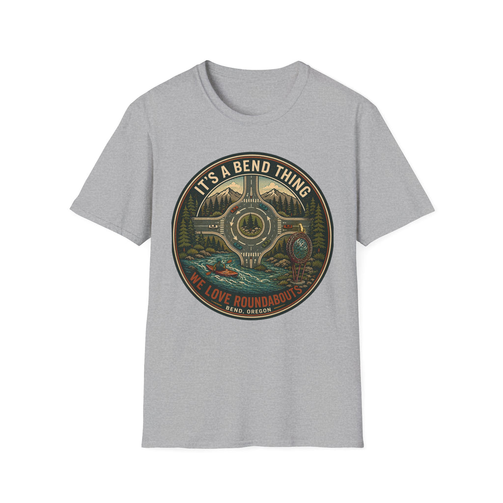 Roundabout Road Trip T‑Shirt — "It's a Bend Thing" Scenic Driving Graphic
