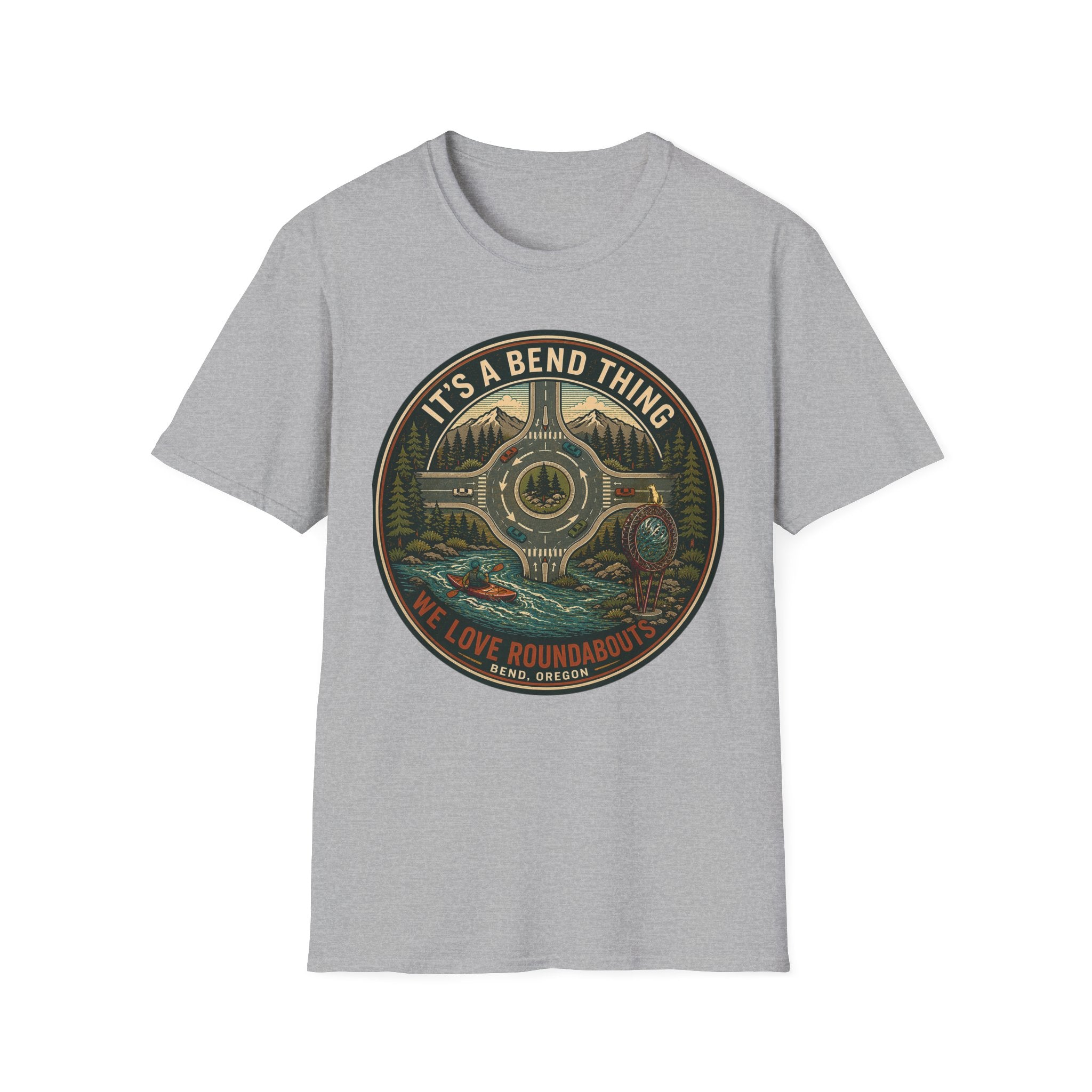 Roundabout Road Trip T‑Shirt — "It's a Bend Thing" Scenic Driving Graphic