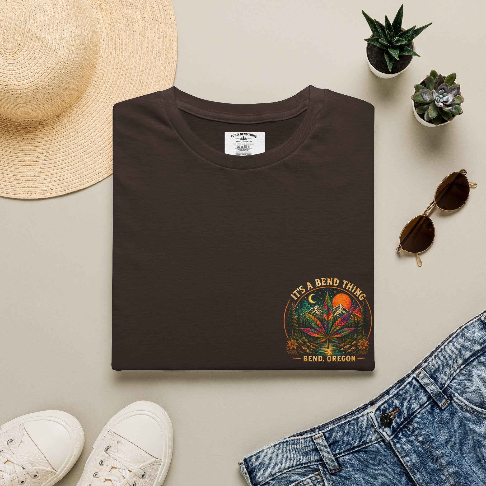 Vintage Sunset Cannabis Pocket T-Shirt