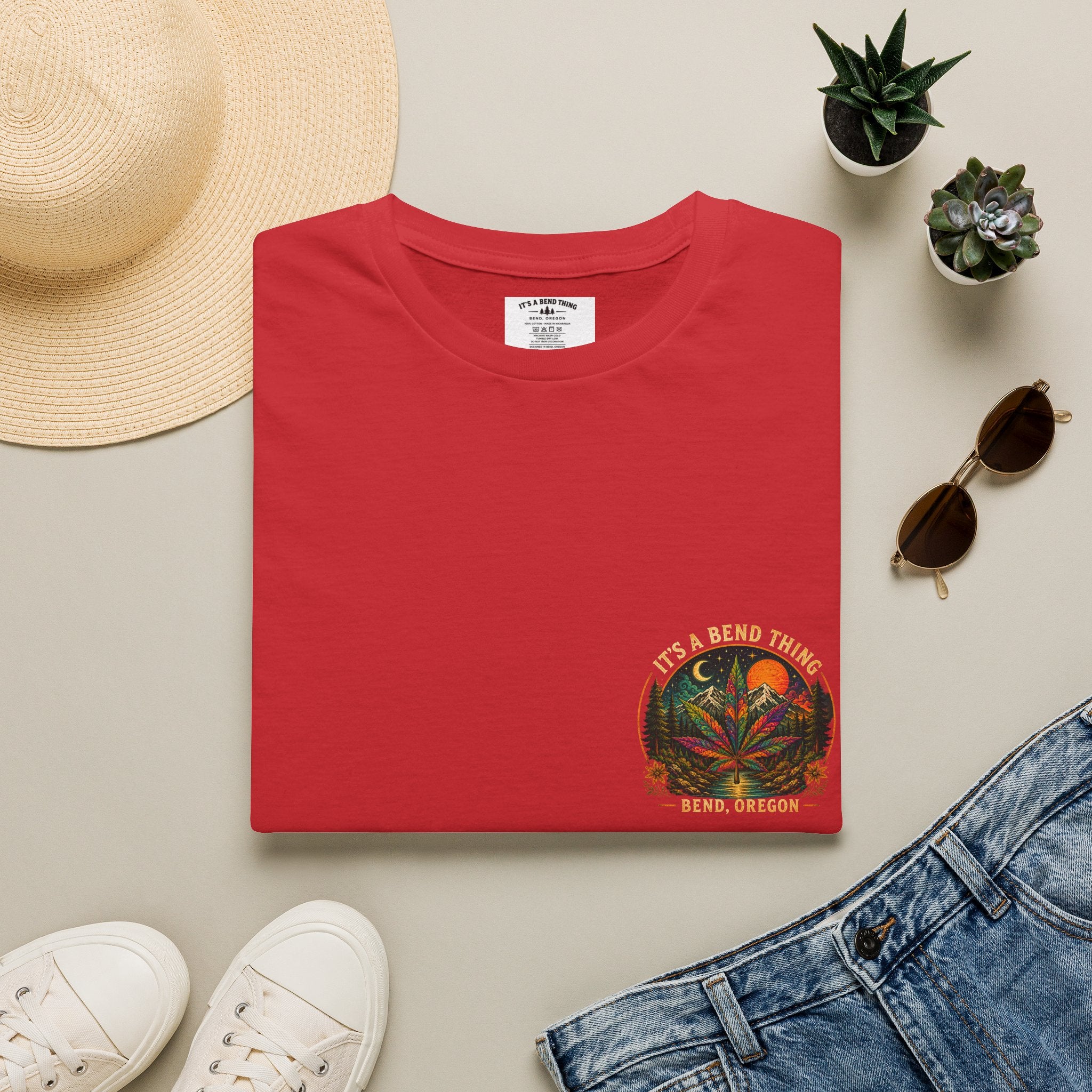 Vintage Sunset Cannabis Pocket T-Shirt