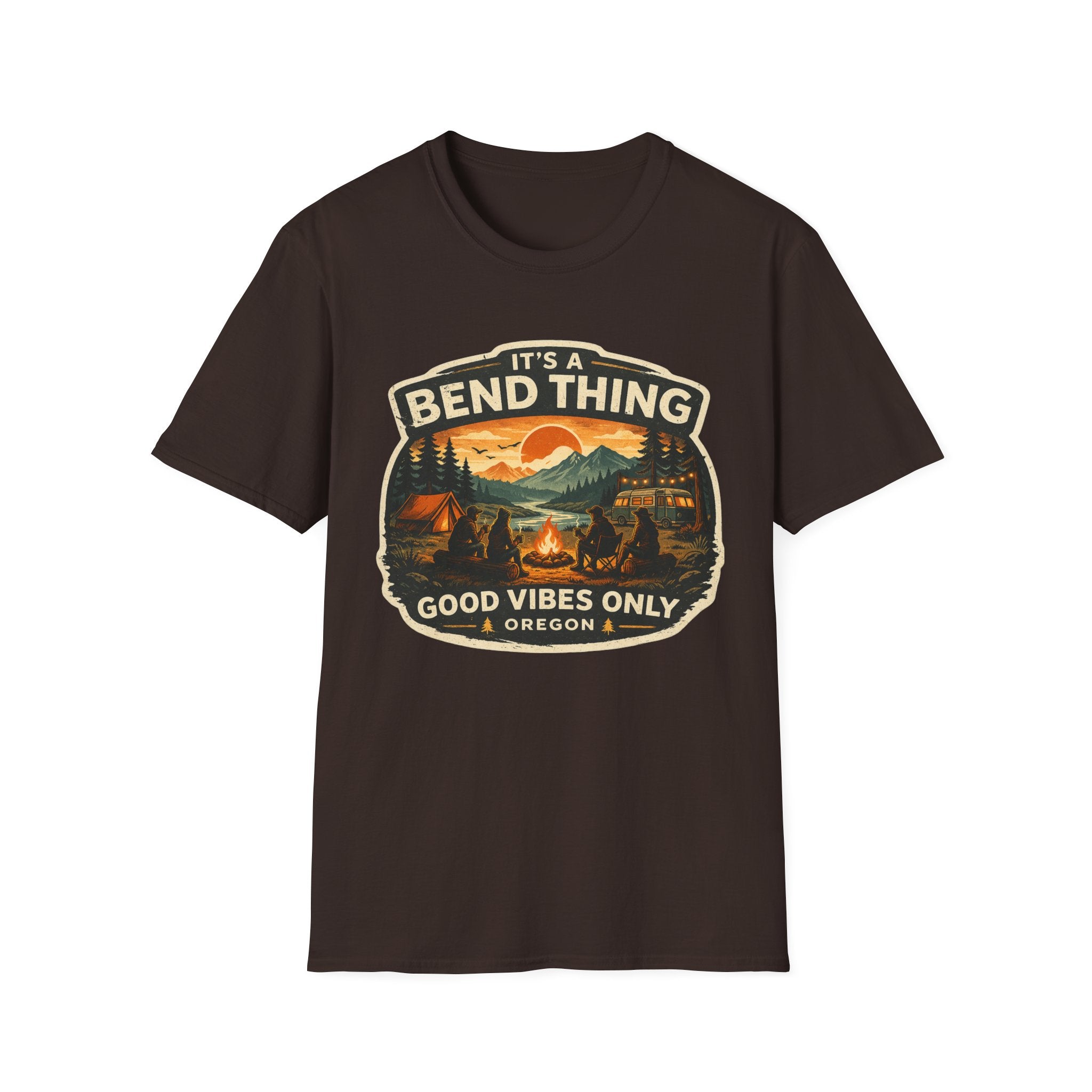 Oregon Camping T-Shirt — "It’s a Bend Thing, Good Vibes Only" Vintage Outdoors Tee