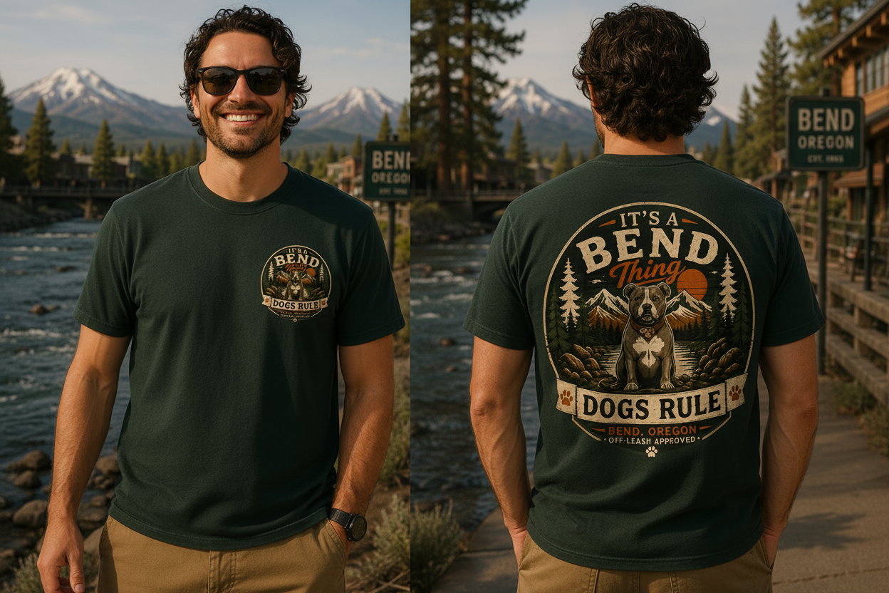 T-Shirt — "It's a Bend Thing: Dogs Rule" Pitbull Graphic Tee | Bend, Oregon Off-Leash Approved